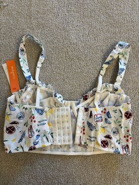 Colsie White Fruit & Floral Print Adjustable-Strap Crop Top